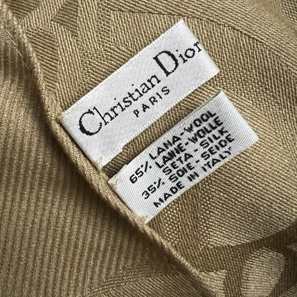 Auth Christian Dior Stole Shawl Scarf 35%Silk; 65%Wool